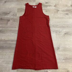 Vintage Lagenlook Seersucker Jumper Maxi Dress Button Large Cottage